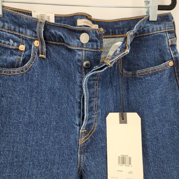 Levi’s High Rise Dark Wash Button Fly Wedgie Straight Jeans NWT Size 31 - Picture 7 of 8